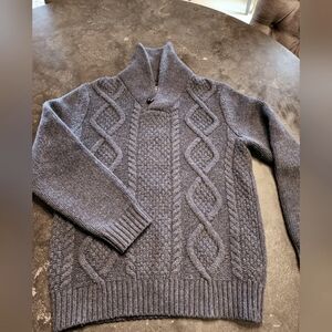 Men's Cambridge Dry Goods Blue/Gray Shawl Collar Sweater w/Cable Knit Design